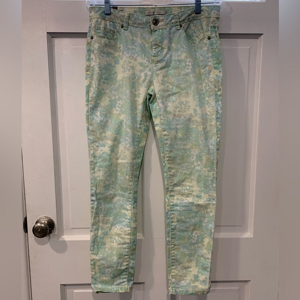 LC Lauren Conrad Floral Ankle Pants - Mint Green & Cream Floral